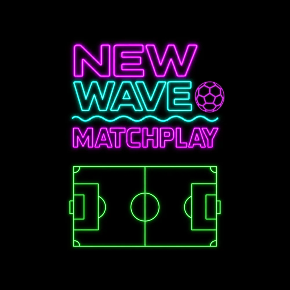 New Wave Matchplay neon poster with a football pitch